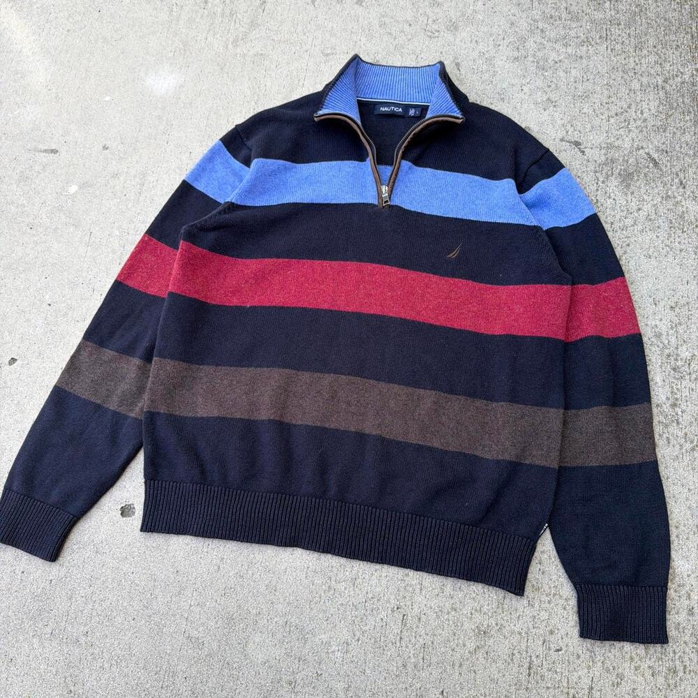 Nautica striped quarter zip sweater Size Large